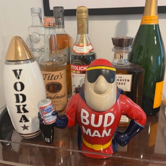 Vintage collectible 93 Bud Man Beer Stein, Rare Mint by Ceramante Brazil